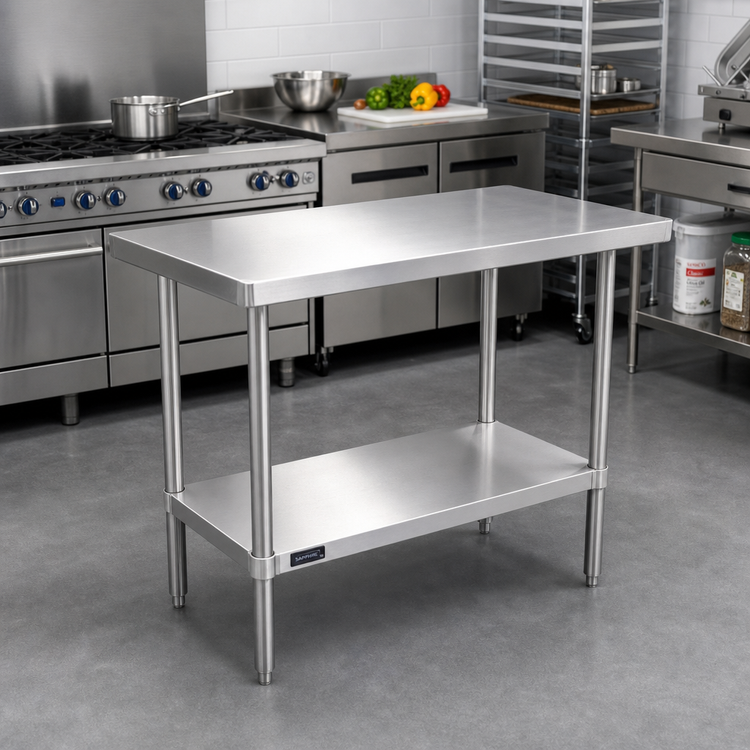 Product image #2 for Sapphire Manufacturing 48" x 30" Stainless Steel Work Table with Undershelf