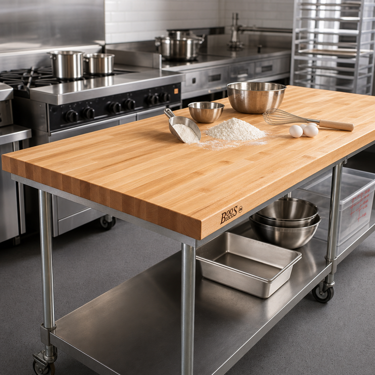 Product image #2 for John Boos Northern Hard Rock Maple Wood Baker's Table Top, Edge Grain Flat Top, 120 x 36 x 2-1/4 Inches