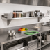 Thumbnail image #2 for Advance Tabco 132-Inch x 18-Inch Wall-Mounted 18-Gauge 430 Stainless Steel Shelf with Bullnose Front Edge