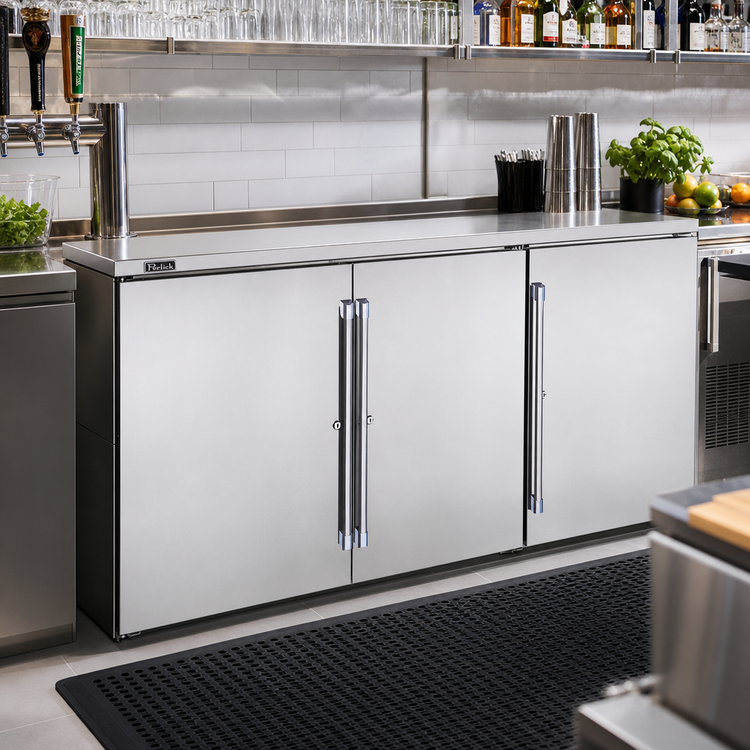 Product image #3 for Perlick BBR72 72-Inch Three-Door Remote Back Bar Refrigerator Cabinet