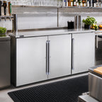 Thumbnail image #3 for Perlick Corporation BBR72 72-Inch Three-Door Remote Back Bar Refrigerator with Stainless Steel Interior and Black Exterior