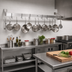 Thumbnail image #2 for John Boos Wall-Mount Stainless Steel Single-Bar Pot Rack with 11 Double Hooks, 132 Inch Wide