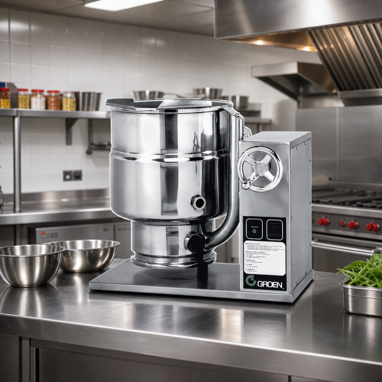 Product image #2 for Groen TDBC-20A 20 Quart Electric Tabletop Steam-Jacketed Tilting Kettle with Advanced Controls