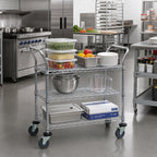 Thumbnail image #2 for Quantum WRC-1842GY-3 3-Shelf Gray Epoxy Wire Utility Bus Cart, 42 x 18 x 37.5 Inches, 1,200 lb. Capacity