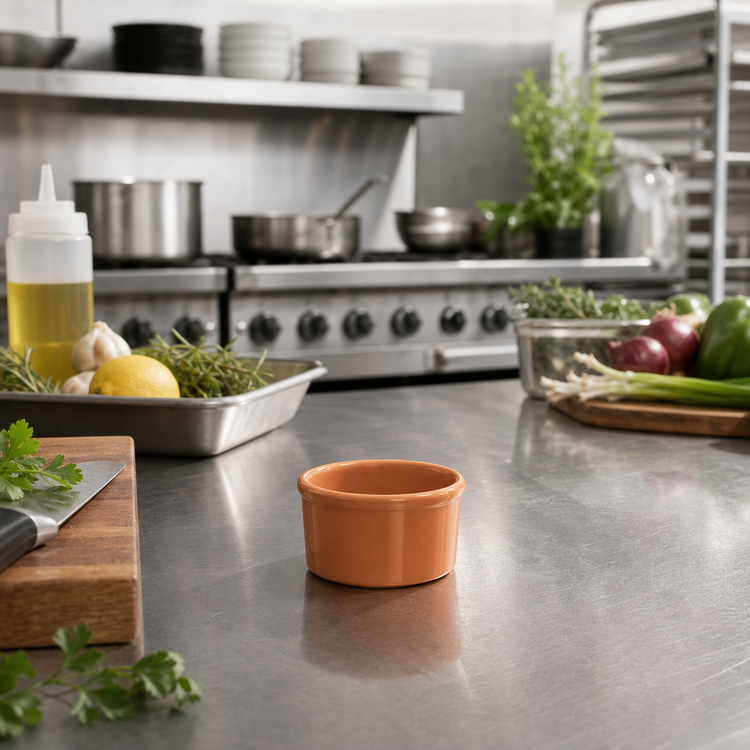 Product image #3 for American Metalcraft Marra Collection 6 oz Round Melamine Pot, Terracotta