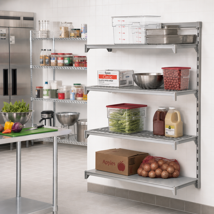 Product image #3 for Cambro Camshelving Premium 4-Tier Add-On Shelving Unit, 21 x 30 x 72 Inches, Louvered & Solid, Speckled Gray