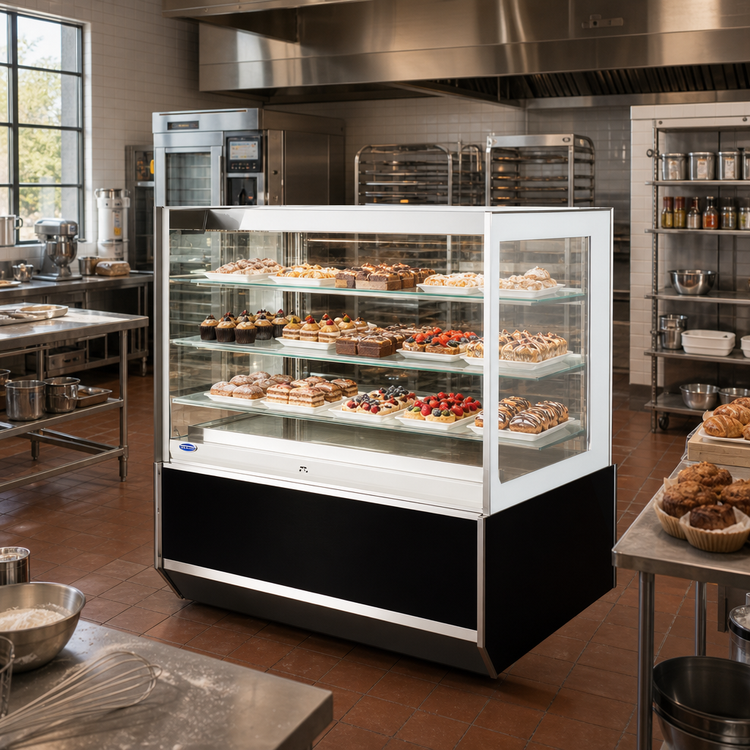 Product image #2 for Italian Glass Series Self-Service Non-Refrigerated Pastry Display Case, 60 Inch Floor Model with 3 Adjustable Glass Shelves