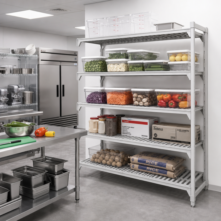 Product image #3 for Cambro Camshelving Premium 5-Tier Vented Polymer Add-On Shelving Unit, 24 x 42 x 84 Inches