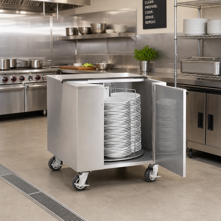 Product image #3 for Unheated Enclosed Insulated Dish Storage Cart for 12-Inch Plates, 252-Plate Capacity, Stainless Steel