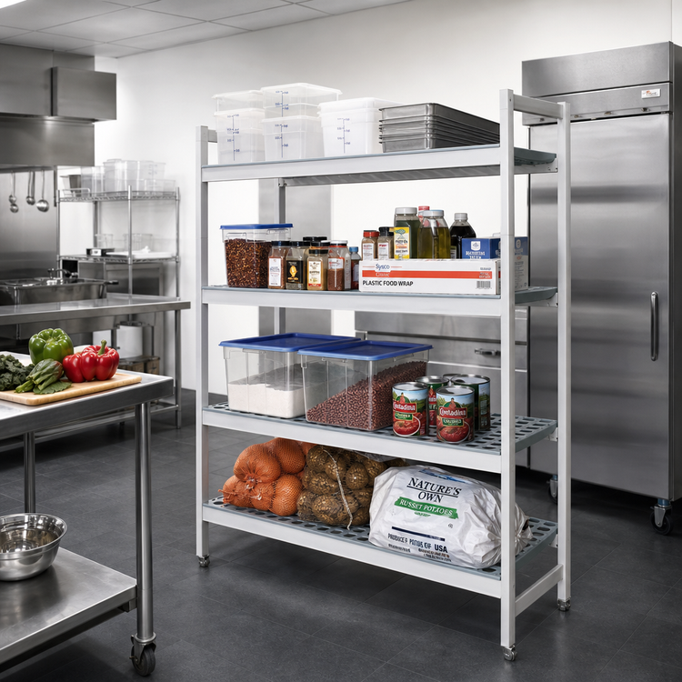 Product image #2 for Fermostock 4-Tier Stationary Polymer Shelving Starter Unit, 31 Inch W x 18 Inch D x 71 Inch H