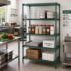 Thumbnail image #3 for Metro Super Erecta N526K3 Stationary Wire Shelving Starter Unit, 30W x 24D x 63H, 4 Shelves, Green Epoxy-Coated, Antimicrobial