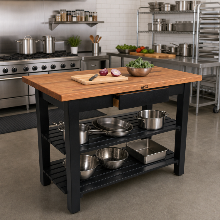 Product image #3 for John Boos Appalachian Oak Country Work Table with Slatted Undershelf, 60 x 30 x 34-3/4 Inches