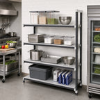 Thumbnail image #2 for Cambro Camshelving® Elements EXA216064S4480 4-Tier Solid Composite Add-On Shelving Unit, 21 x 60 x 64 Inches, Speckled Gray