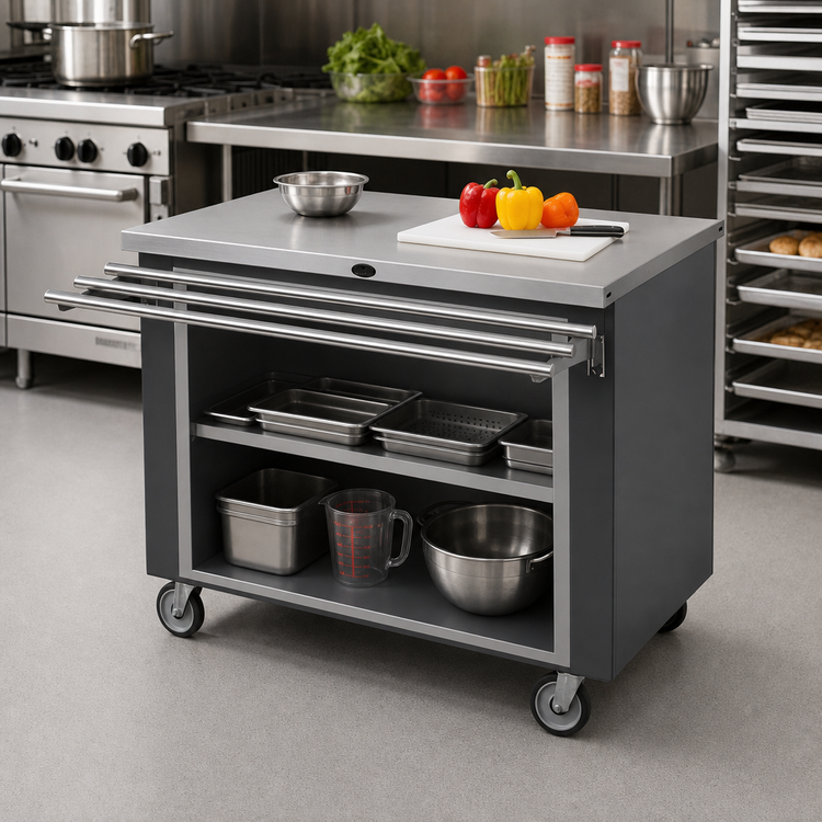 Product image #2 for Randell RANFG ST-2S Mobile Modular Utility Station with Open Shelf Base