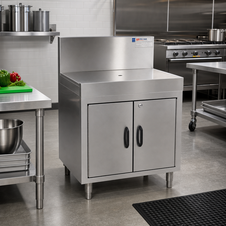 Product image #2 for Spec-Bar 36 Inch W x 24 Inch D 304 Stainless Steel Closed Base Workboard Cabinet with Hinged Doors and Locks