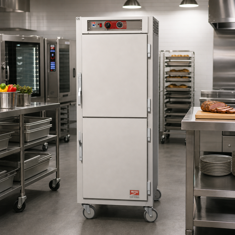 Product image #2 for Metro C5 6 Series Full-Height Mobile Heated Holding Cabinet with Solid Dutch Doors, 34-Pan Capacity