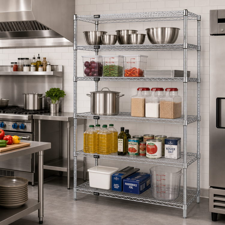 Product image #2 for Quantum Chrome Plated Wire Shelving Starter Kit, 60 x 36 x 74 Inches, 5 Shelves