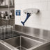 Thumbnail image #2 for Wall-Mount Push-Back Glass Filler Faucet with Blue Self-Closing Arm and 3/8 Inch NPT Male Inlet