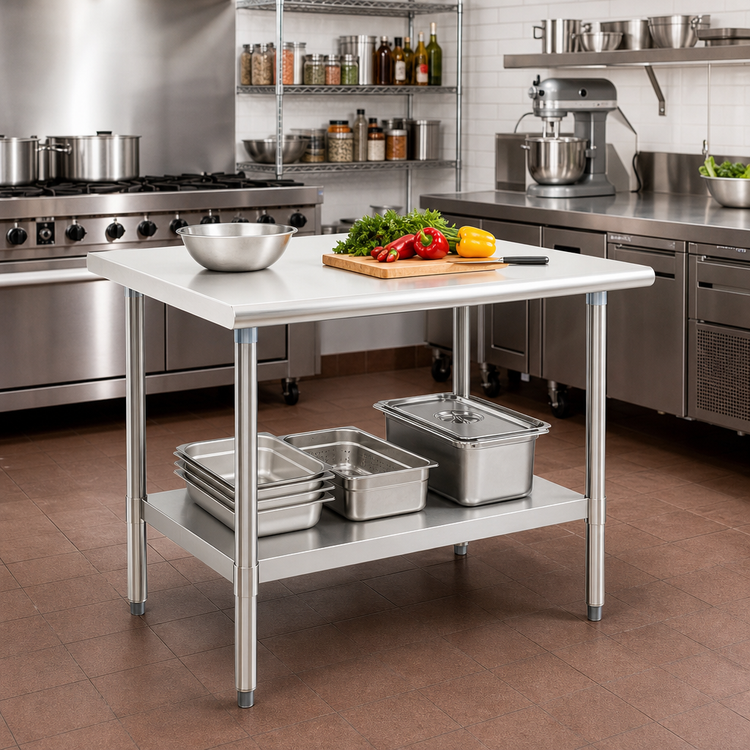 Product image #2 for Deluxe Series Stainless Steel Work Table with Adjustable Undershelf, 48 x 24 Inches