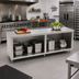 Thumbnail image #2 for 132 x 30 Inch Open Front Cabinet Base Work Table with 16-Gauge 300 Series Stainless Steel Top and 1-1/2 Inch Rear Riser