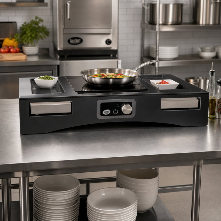 Product image #2 for TableCraft Single-Burner Induction Countertop Station Kit with Cooling Plates, 120V, Translucent Black