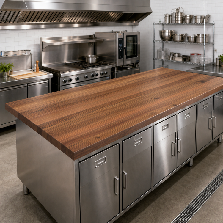 Product image #2 for John Boos Boos Block American Black Walnut Kitchen Countertop with Varnique Finish, 120 x 38 x 1-1/2 Inches