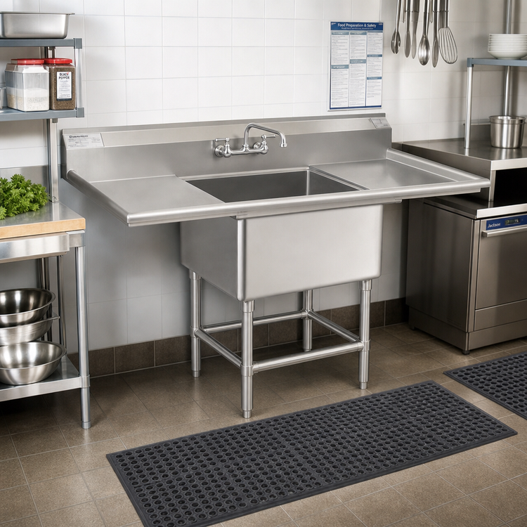 Product image #2 for Spec-Master 1-Compartment Commercial Sink with Dual 30-Inch Drainboards, 78-Inch Wide
