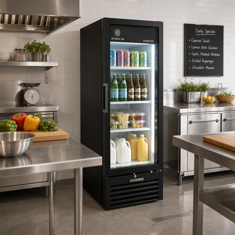 Product image #2 for Beverage-Air Marketeer MT12-1B One-Section Reach-In Glass Door Refrigerated Merchandiser, 11.5 Cu. Ft., Black