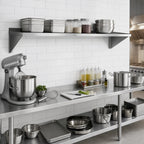 Thumbnail image #2 for Klinger's Trading WS1660 60-Inch x 16-Inch 18-Gauge 400-Series Stainless Steel Wall-Mount Shelf