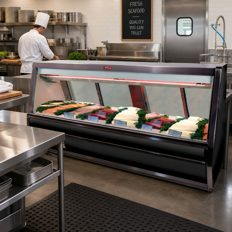 Product image #2 for Howard-McCray 40E Series 52-1/2" Single Duty Self-Contained Fish & Poultry Service Case, Straight Glass, Stainless Steel, LED Lighting