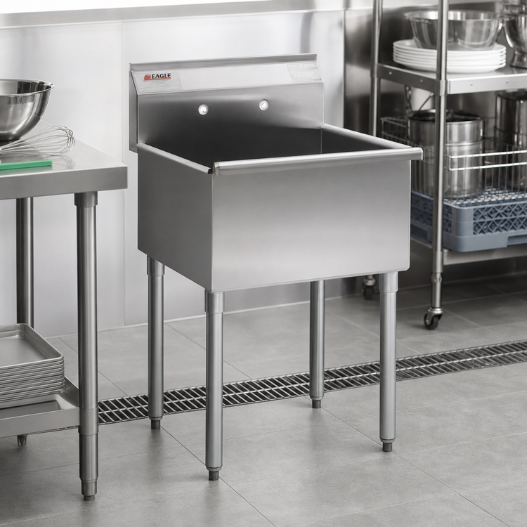 Product image #2 for Eagle Group One-Compartment Utility Sink with 24 x 24 x 13-3/8-Inch Bowl, 16-Gauge 430 Stainless Steel