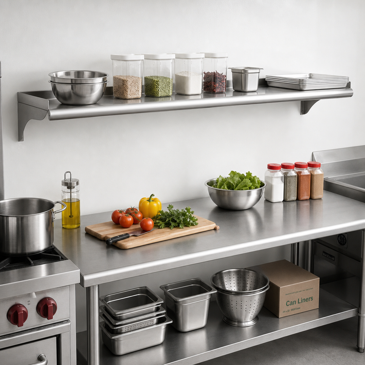 Product image #2 for Eagle Group 72-Inch Wall-Mounted Shelf, 10-Inch Deep, 16-Gauge Type 430 Stainless Steel
