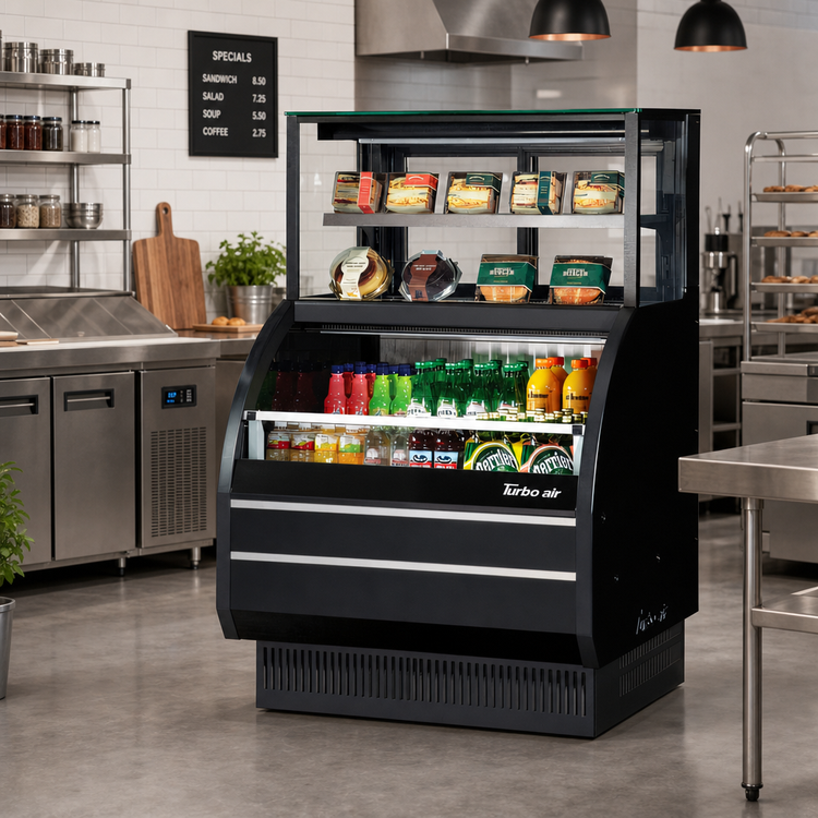 Product image #2 for Turbo Air 39-Inch Open Display Merchandiser Combination Case with Refrigerated Top Shelf