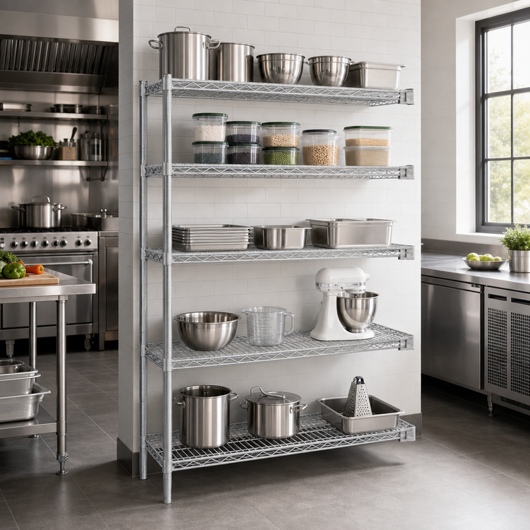 Product image #2 for EAGLEbrite 5-Tier Add-On Wire Shelving Unit, 72W x 21D x 86H, Zinc Finish