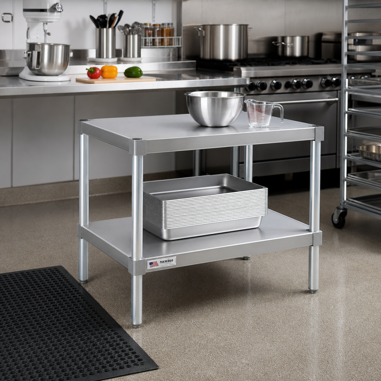 Product image #2 for New Age Modular Aluminum Equipment Stand, Stationary, 30 x 20 x 30 Inches, 2 Adjustable Solid Shelves
