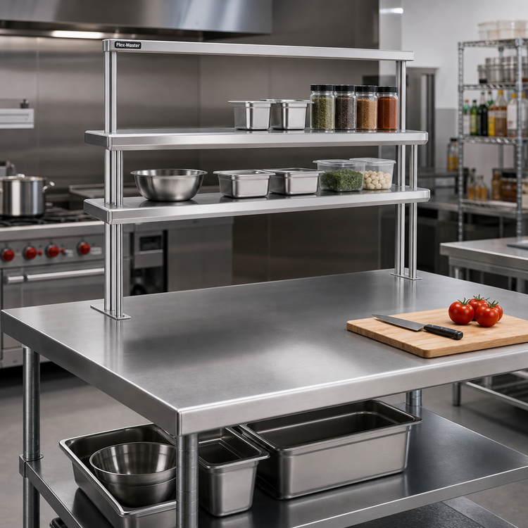Product image #2 for Flex-Master 18-Inch Stainless Steel Table-Mount Overshelf Post with Mounting Plate