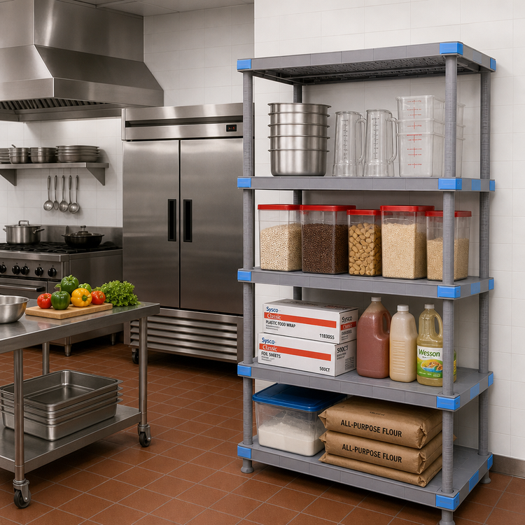Product image #2 for Quantum Millenia 60"W x 18"D x 74"H Stationary Solid Polymer Starter Shelving Unit with 4 Shelves