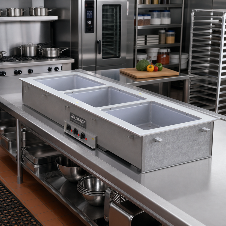Product image #2 for Vollrath Short-Side 4-Pan Electric Drop-In Hot Well with Infinite Controls and Marine-Grade Wells
