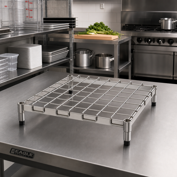 Product image #2 for Eagle Group Chrome Dunnage Shelf with Removable Wire Mat, 24" W x 21" D