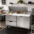 Thumbnail image #3 for Beverage Air 60-Inch Two-Section Mega Top Sandwich Prep Table with 18-Pan Top, Drawers, and Door
