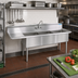 Thumbnail image #2 for BK Resources Three-Compartment Stainless Steel Sink with Left Drainboard, 74-1/2 Inch Wide, 18 x 18 x 12 Inch Bowls