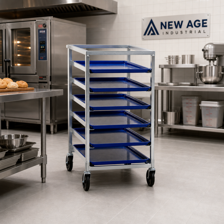 Product image #2 for New Age Mobile Half-Size Aluminum Bun Pan Rack, 6 Pan Capacity