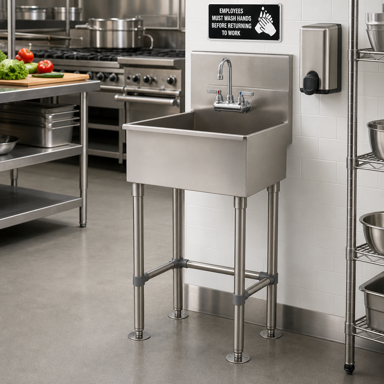 Product image #2 for Advance Tabco Freestanding Multiwash Hand Wash Sink with Faucet, 23-Inch Wide, 304 Stainless Steel