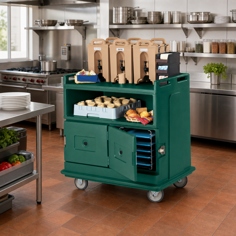Product image #3 for Cambro Insulated Beverage Service Cart with Recessed Top, 44-1/2 x 30 x 44 Inches