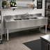 Thumbnail image #2 for Eagle Group 1800 Series Three-Compartment Underbar Sink Unit with Left and Right Drainboards, 96 Inch, 304 Stainless Steel