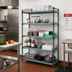 Thumbnail image #2 for Quantum 5-Tier Stationary Wire Plastic Mat Shelving Unit, 72 x 14 x 74 Inches, Green Epoxy Coated