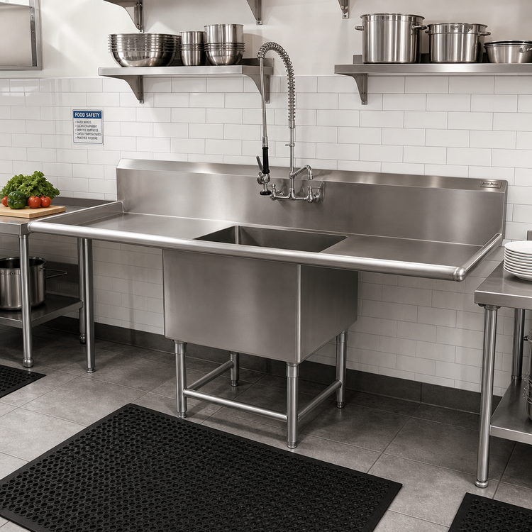 Product image #2 for John Boos Pro-Bowl 1-Compartment Stainless Steel Sink with Left and Right Drainboards, 83-1/4 Inch Wide
