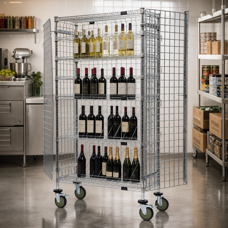 Product image #2 for Quantum Mobile Mixed Wine Storage Security Unit, 36W x 69H, Chrome Plated