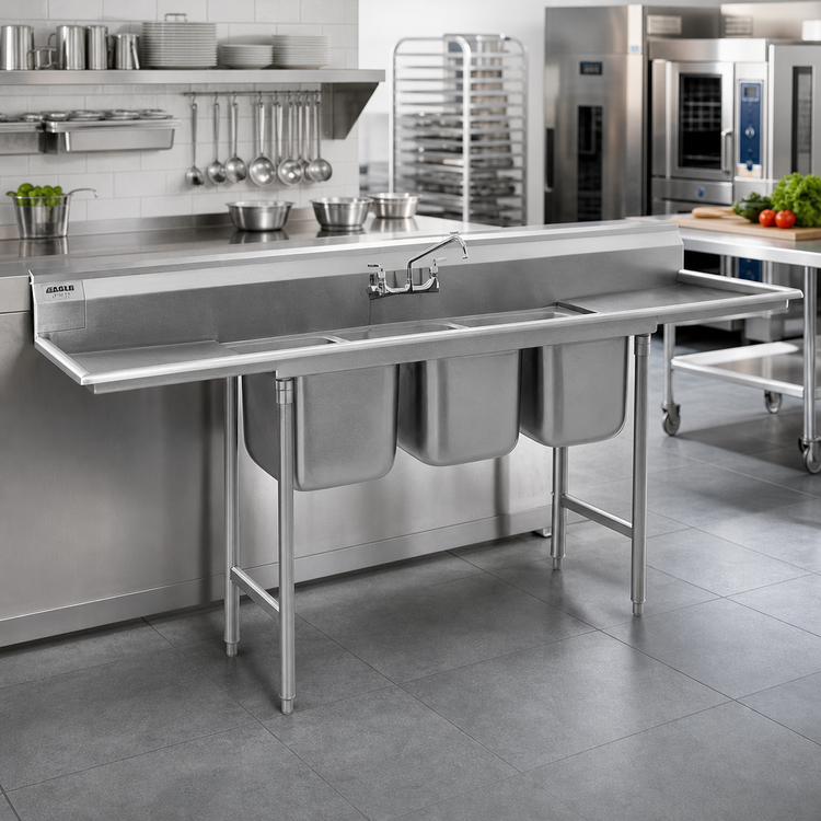Product image #2 for Eagle Group 314 Series 3-Compartment Stainless Steel Commercial Sink with Right Drainboard