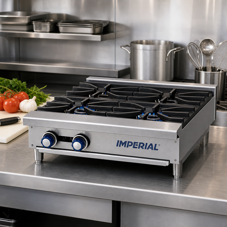 Product image #2 for Imperial 24-Inch Countertop Gas Hot Plate with 2 Open Burners and Standing Pilots